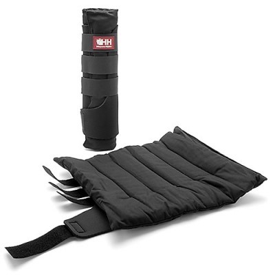 Conjunto de tornozeleira preta para treino com fecho de velcro e etiqueta HH