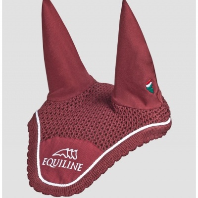 Bonnet para cavalo bordô com bordado EQUILINE e bandeira