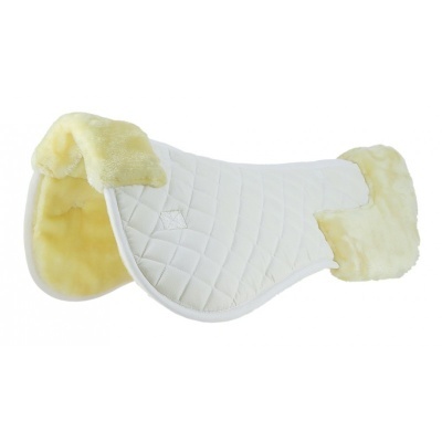 Sela de cavalo branca acolchoada com detalhes em pele sintética amarela