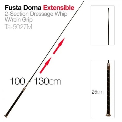 Fusta de doma extensível preta com pega, 100-130 cm