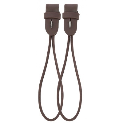 Corda elástica castanha com pontas em couro e fechos metálicos