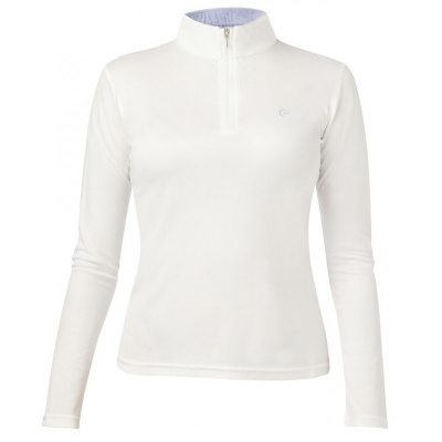 Camisola branca de manga comprida com fecho até à gola