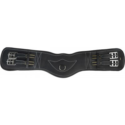 Cincha preta com fivelas prateadas para equitação