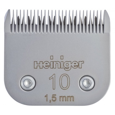 Lâmina prateada para máquina de cortar cabelo com texto Heininger 10 1,5 mm