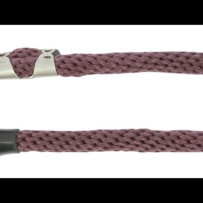 Corda de treino roxa com mosquetão metálico e ponta preta de plástico