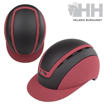 Capacete de equitação Casco preto e bordô com detalhes em relevo