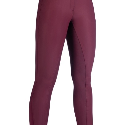 Calças de montar femininas bordô com bolsos e botão metálico