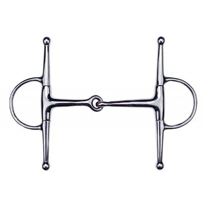 Freio de cavalo em metal cromado com anilhas e peça central articulada