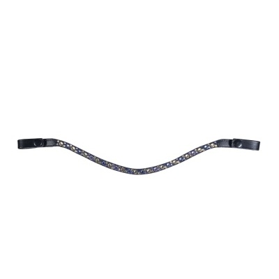 Tira curva de couro preto com pedras decorativas coloridas