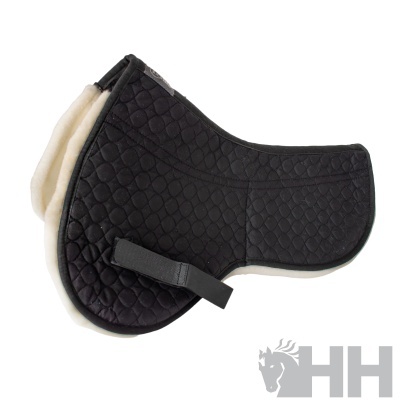 Sela preta acolchoada com interior branco e alça preta com logo HH cinza