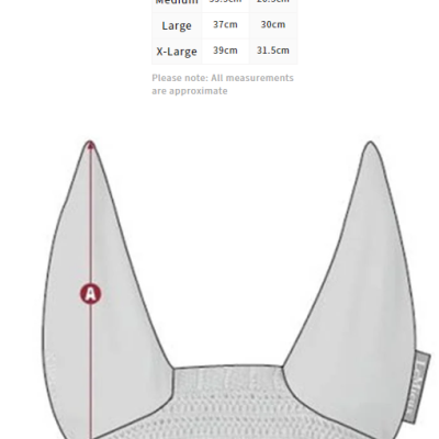 Guia de tamanhos para Fly Hood com capuz cinza claro e orelhas pontiagudas