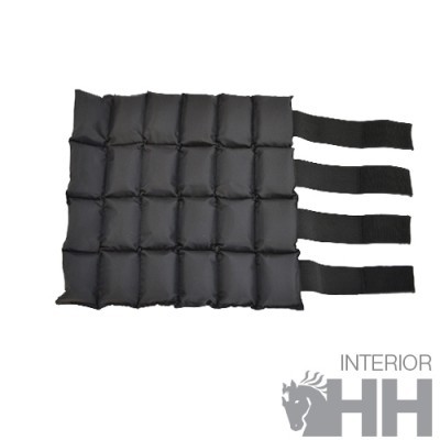 Cinta de peso preta quadrada com tiras de velcro preta em fundo branco