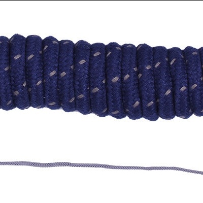 Corda de passeio azul escuro com pontos brancos e mosquetão prateado