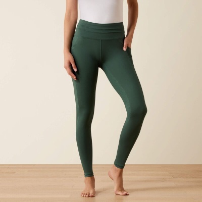 Leggings justas verde-escuro com cintura alta