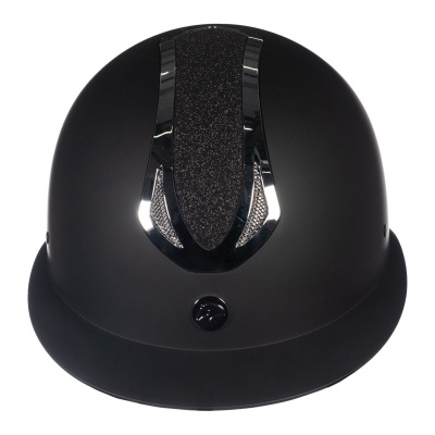 Capacete de equitação preto com acabamento fosco e detalhe brilhante