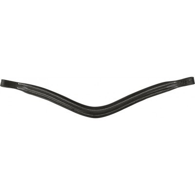 Frontal de couro preto com costuras brancas para arreio de cavalo