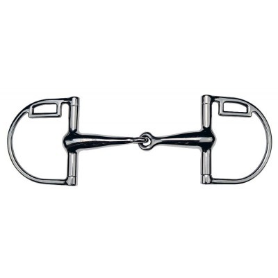 Bocado metálico de equitação cromado com peça central articulada