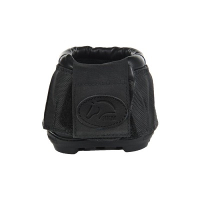 Sino para cavalo preto com fecho de velcro e logo em relevo