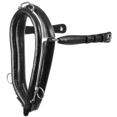 Cabresto para cavalo preto em couro com metal prateado