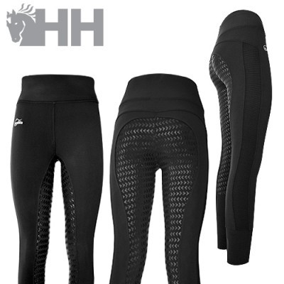 Leggings pretas com padrão antiderrapante e logo HH branco