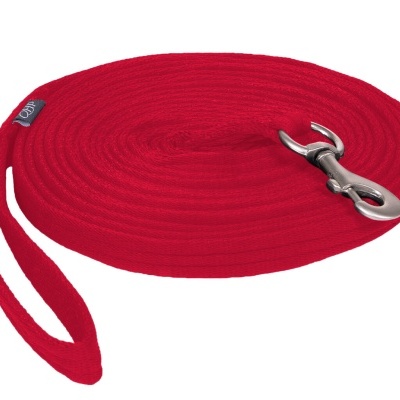 Trela para cão vermelha com argola metálica