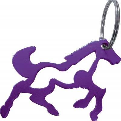 Chaveiro em formato de cavalo roxo com argola metálica