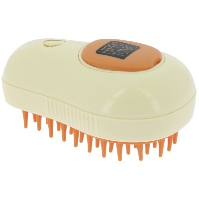 Escova de massagem elétrica creme com cerdas laranja e botão 'HEAD TOOLS'