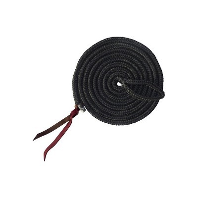 Corda preta enrolada com fitas vermelhas