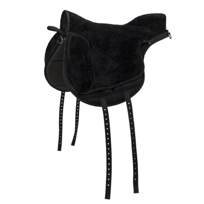Sela preta aveludada para cavalo com alças ajustáveis