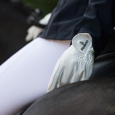 Luvas brancas de couro com logo Reech