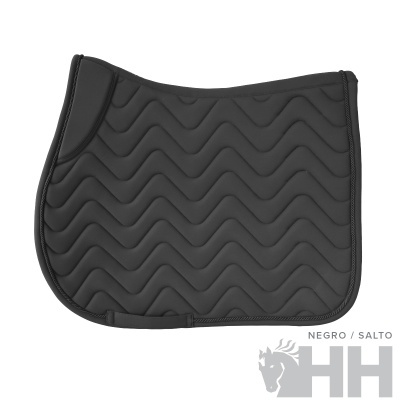 Tapete para selação de cavalo preto acolchoado com padrão ondulado e costura preta