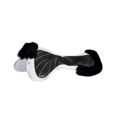 Sela de equitação branca com textura e pelúcia preta