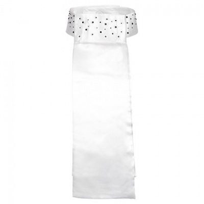 Lenço branco com parte superior transparente e pontos pretos