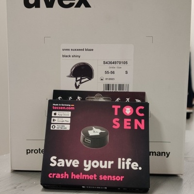 Caixas de capacete uvex e sensor toc sen para capacete