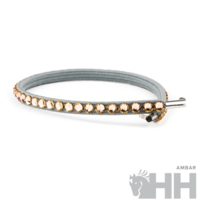Pulseira cinzenta com cristais âmbar e fecho metálico