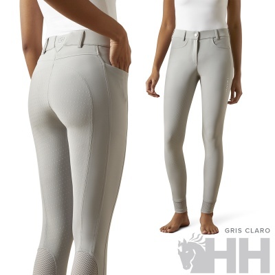 Calças justas cinza claro com grip e logo Ariat