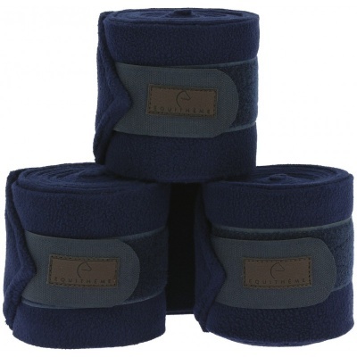 Três bandagens para equitação azuis escuras com etiquetas EQUITHÈME