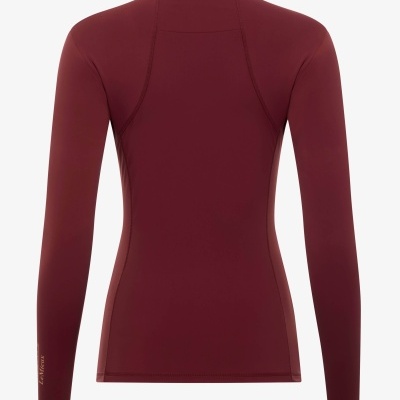 Camisola desportiva vinho de manga comprida com gola alta e texto LeMieux bordado