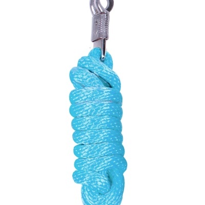 Corda azul clara enrolada com mosquetão prateado