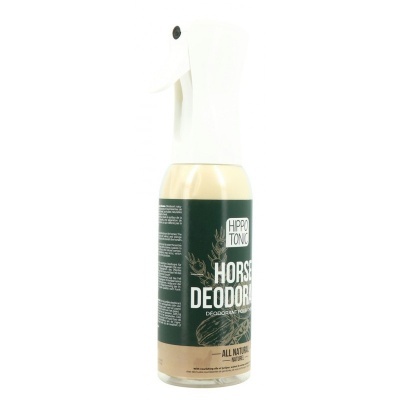 Spray desodorizante para cavalos Hippo Tonix Horse Deodorant com rótulo verde escuro