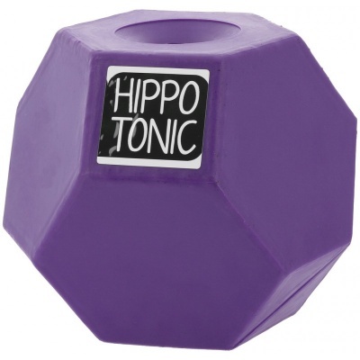 Objeto geométrico roxo doze lados com etiqueta HIPPO TONIC