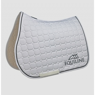 Alforje branco com padrão de colmeias e bordado EQUILINE em preto