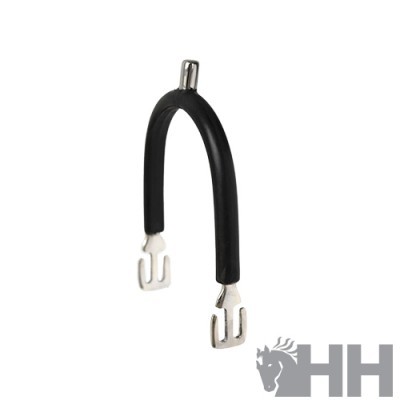 Pega preta de material sintético com extremidades metálicas prateadas e logótipo HH cinzento