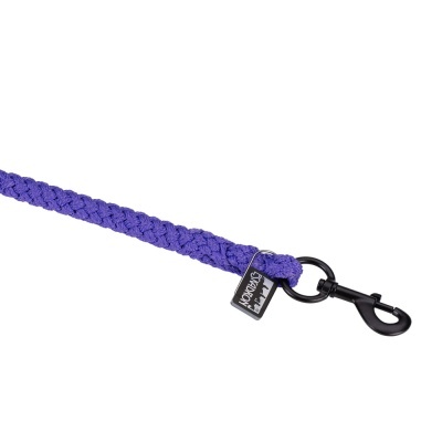 Trela trançada roxa com mosquetão preto e etiqueta MOSAMBO