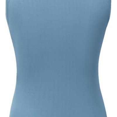 Colete azul claro sem mangas com logótipo COVALLIERO nas costas