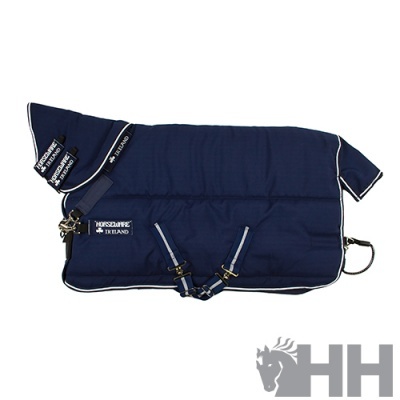 Cobertor azul escuro para cavalo com fivelas e etiqueta Horseware Ireland