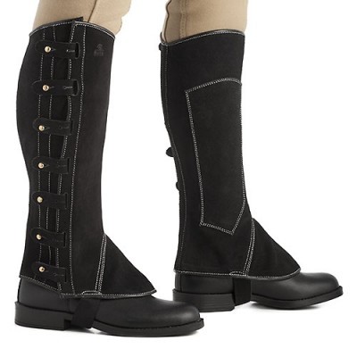 Polainas pretas de camurça com fechos metálicos