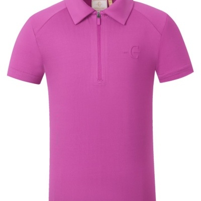 Polo rosa de manga curta com gola e fecho no peito