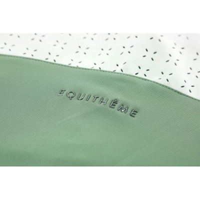 tecido bicolor verde e branco com padrão e texto EQUITHÈME
