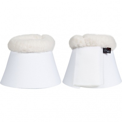 Par de protectores brancos para cauda ou pernas de cavalo com topo peludo